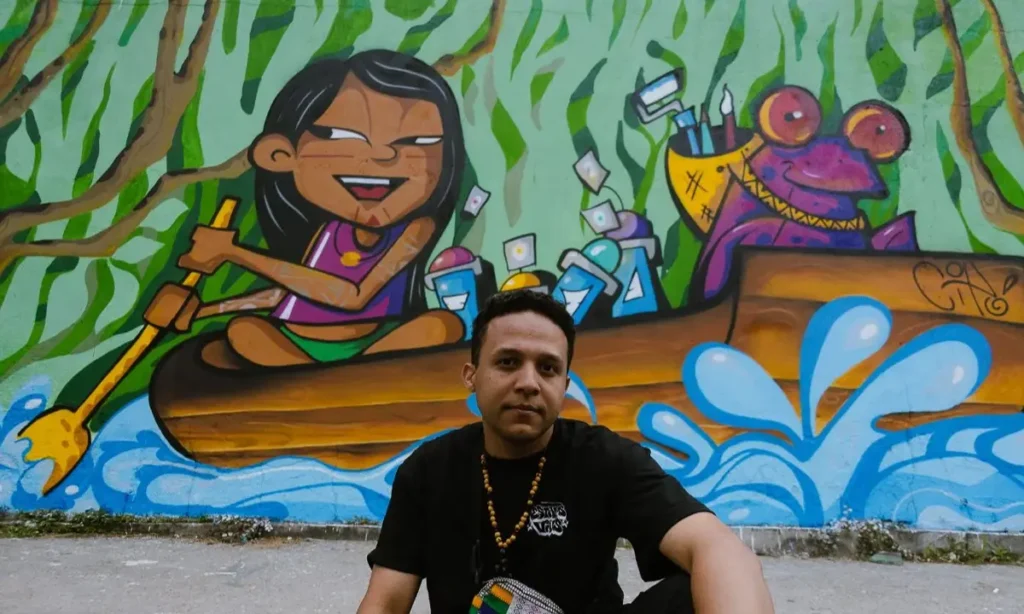 Artistas indígenas Filipe Cipó e Leen Vandal assinam novos murais do Festival Estamxs Vivxs