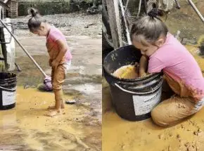 Infância raiz: menina de Pomerode conquista as redes com brincadeira no barro; confira