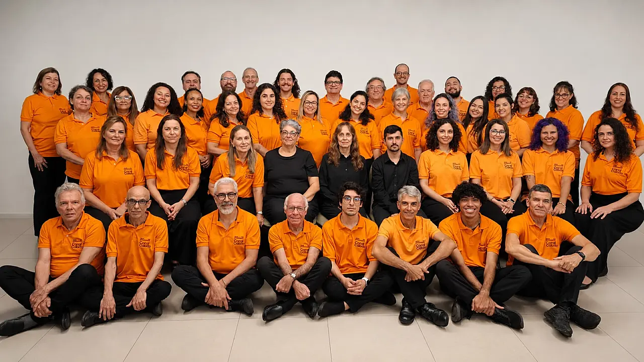 Formado por 44 vozes, entre bolsistas e estagiários, o coro desenvolve um trabalho dedicado à prática vocal, com técnica vocal, percussão corporal e pesquisa de repertório